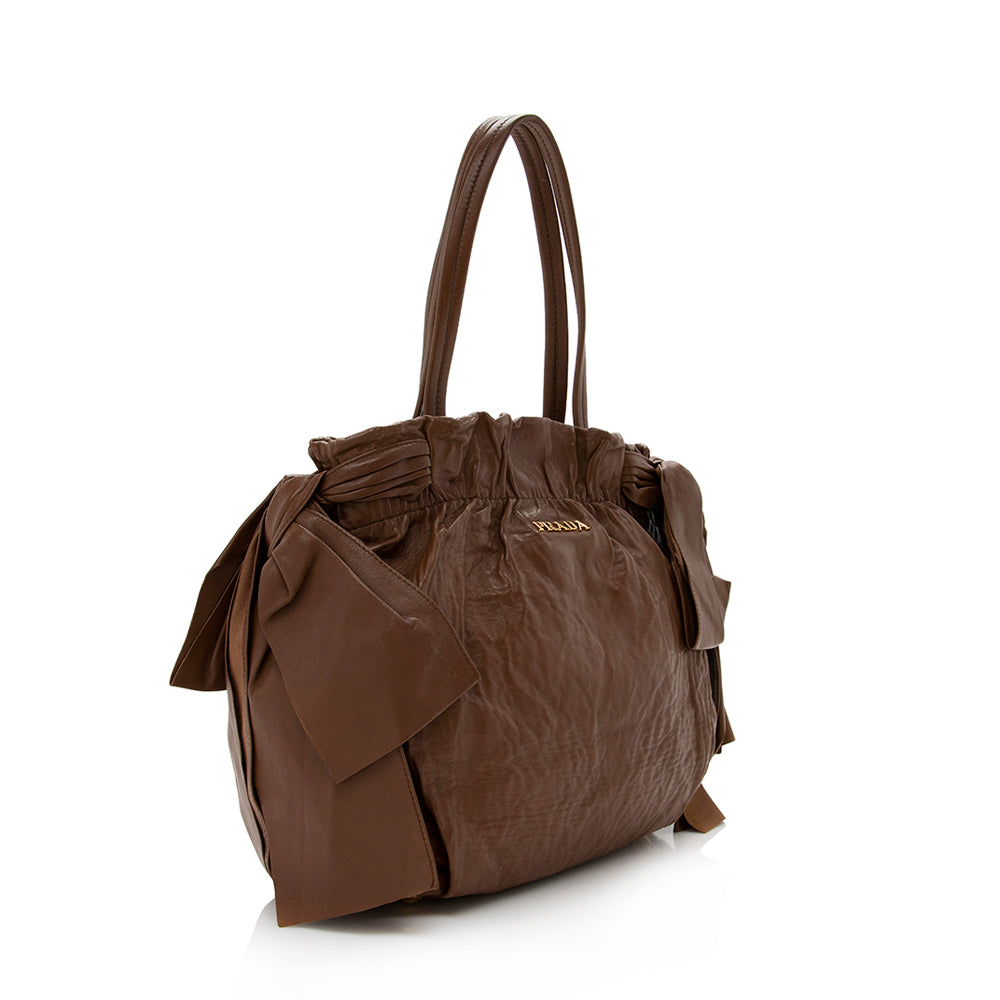 Prada Nappa Antique Bow Satchel  - FINAL SALE (SHF-15430)