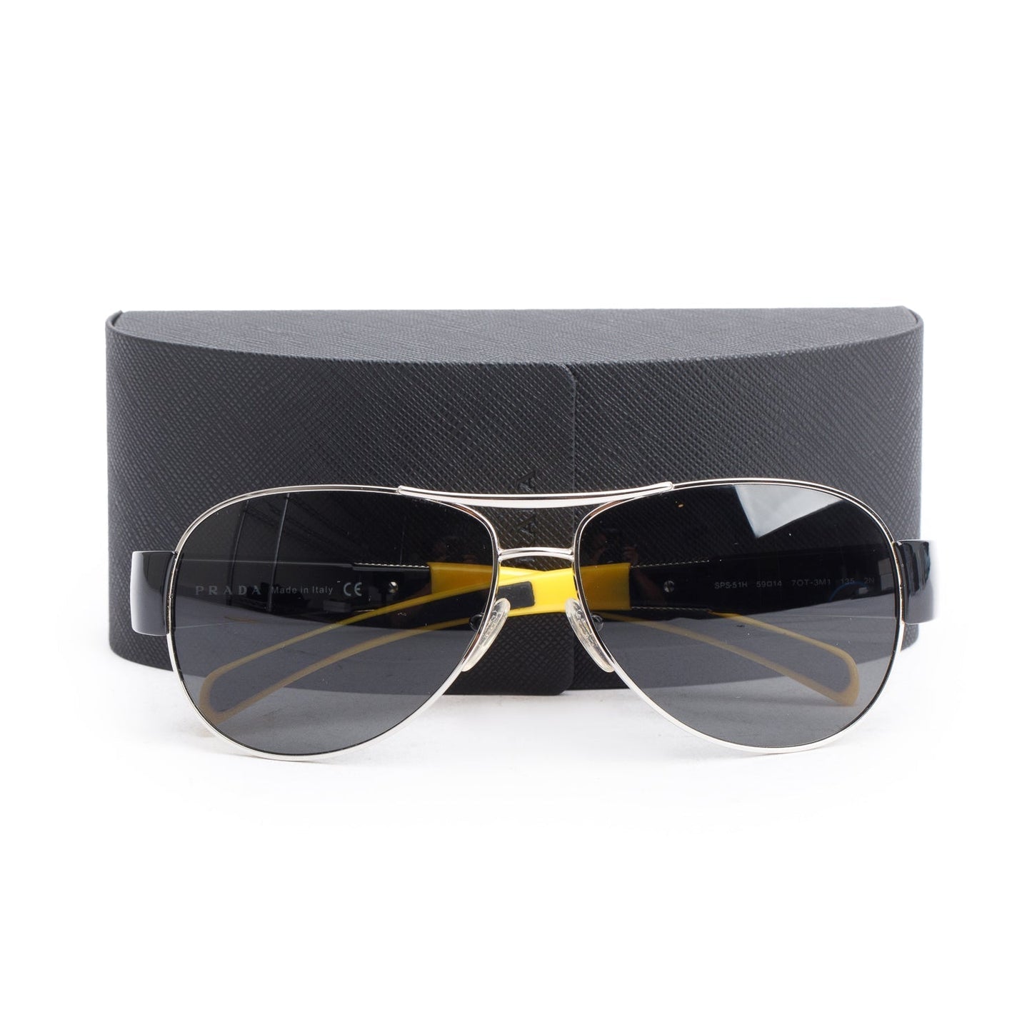 Prada Black & Yellow SPS 51H Linea Rossa Aviator Sunglasses