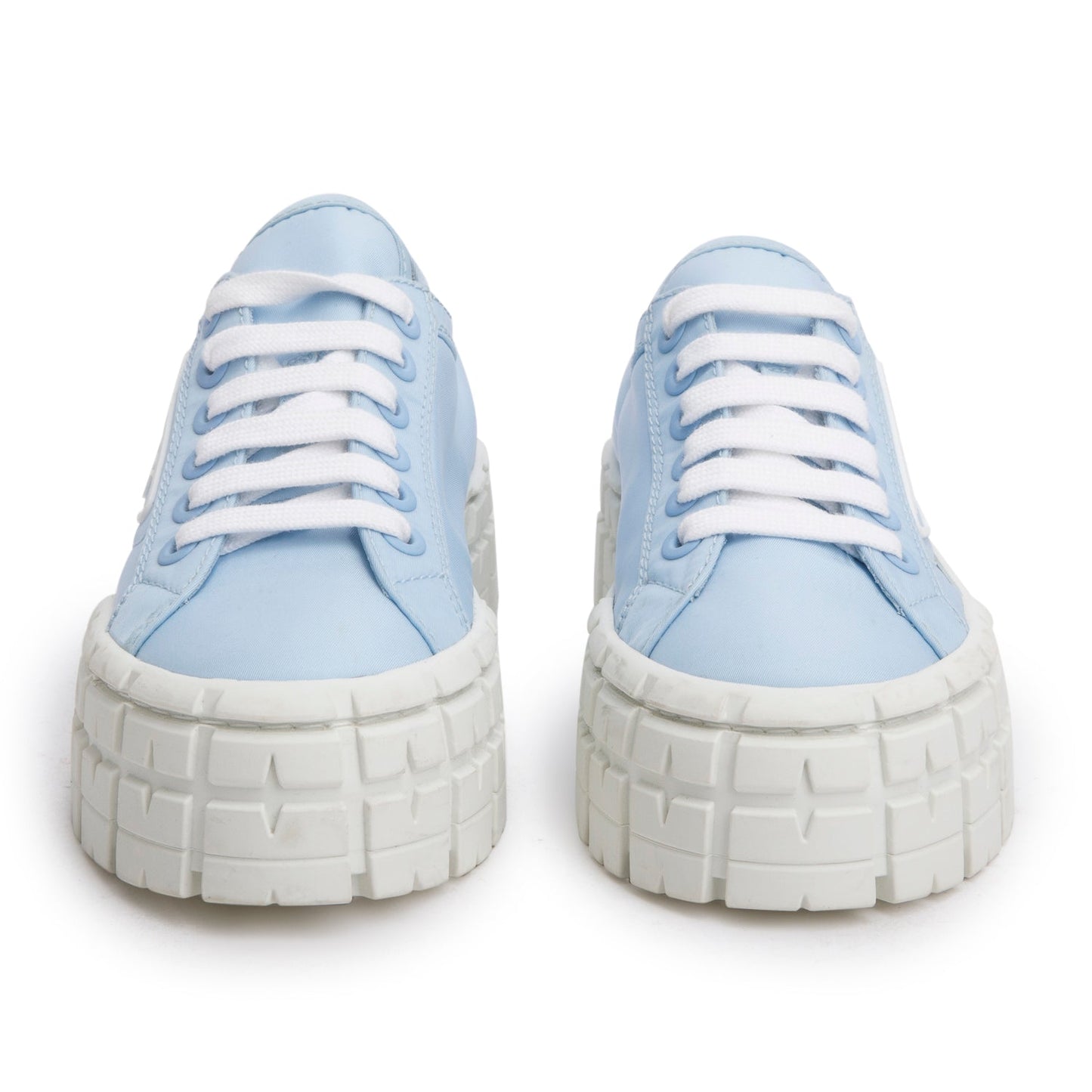 Prada Blue Re-Nylon Gabardine Wheel Logo Sneakers, Size 37