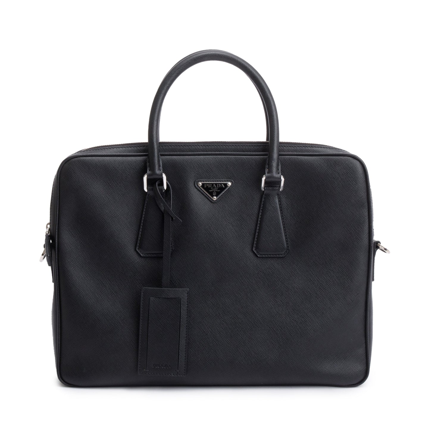 Prada 2021 Black Saffiano Travel Briefcase