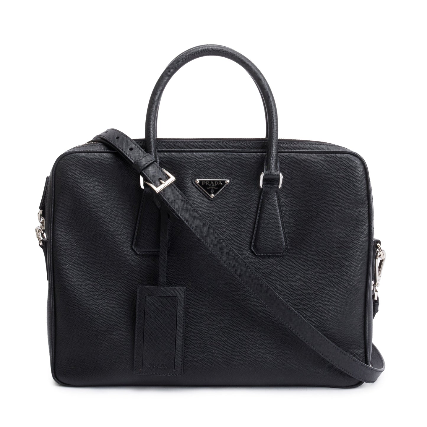Prada 2021 Black Saffiano Travel Briefcase