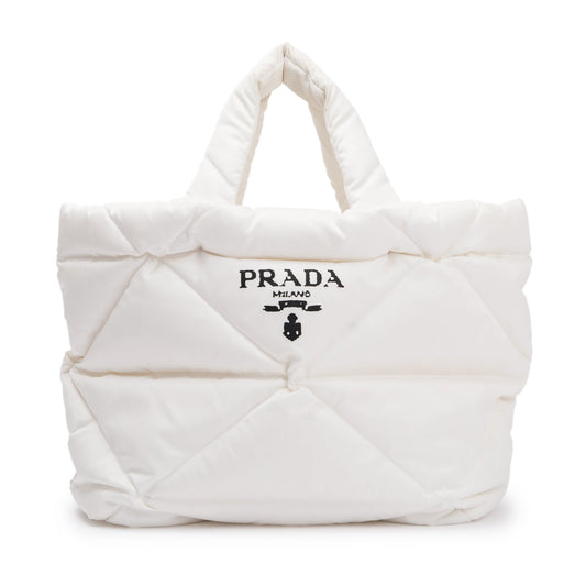 Prada 2022 White Re-Nylon Padded Nappa Tote