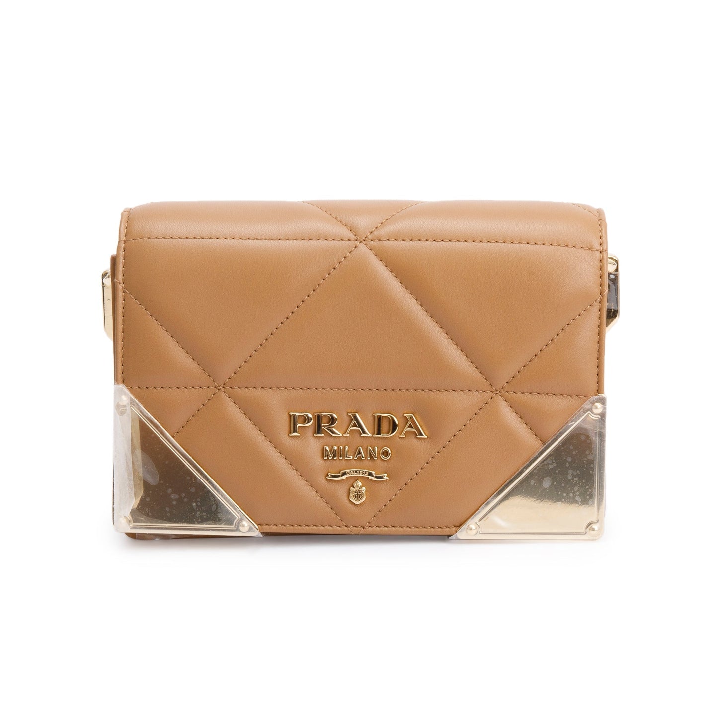 Prada 2024 Beige Quilted Nappa Leather Shoulder Bag
