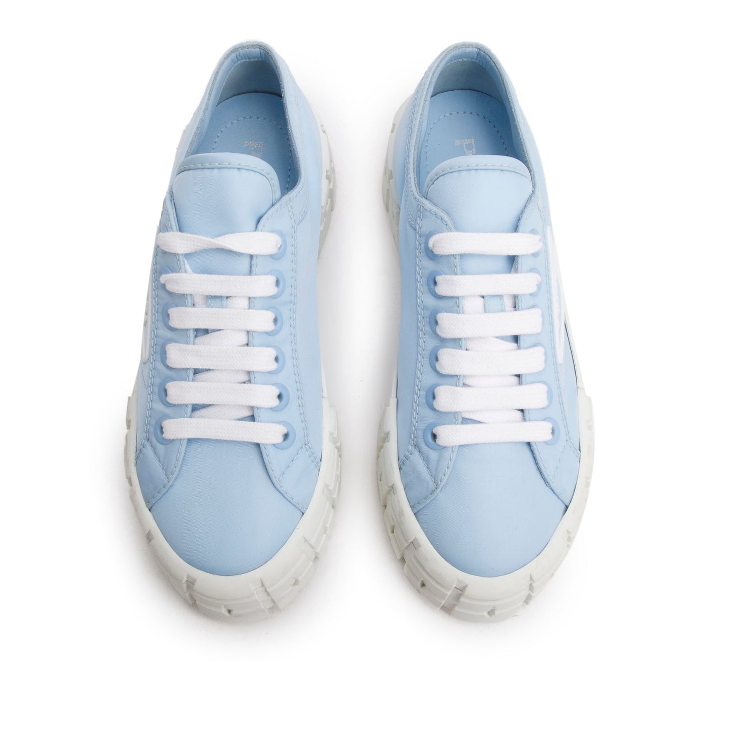 Prada Blue Re-Nylon Gabardine Wheel Logo Sneakers, Size 37