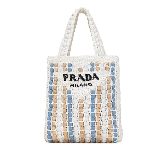 Prada Beaded Raffia Logo Tote (SHG-dzCs8E)