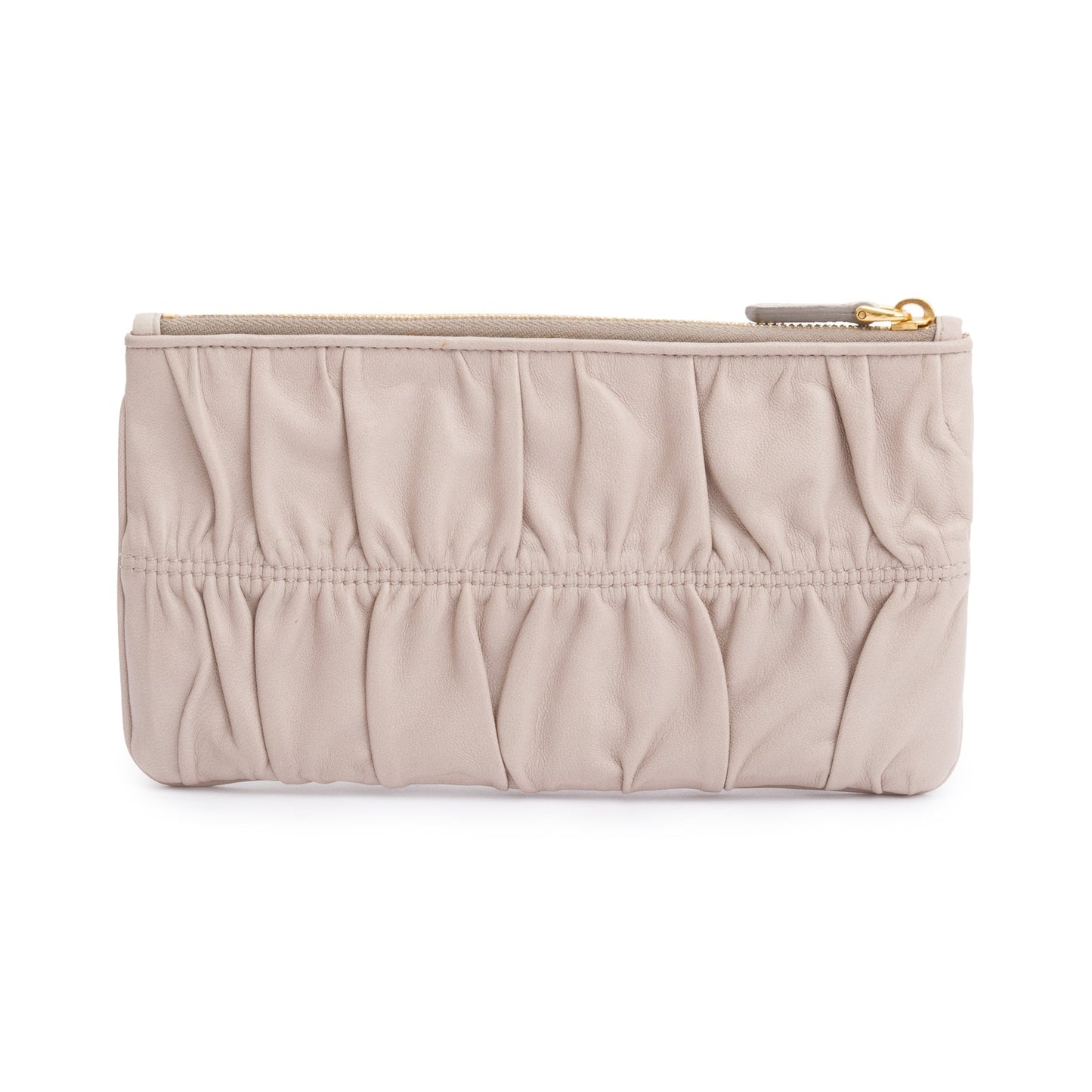 Prada Beige Nappa Gaufre Small Zip Pouch