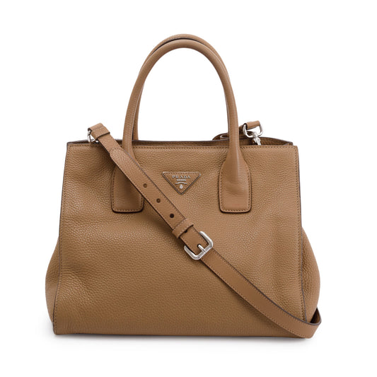 Prada Beige Vitello Daino Convertible Tote