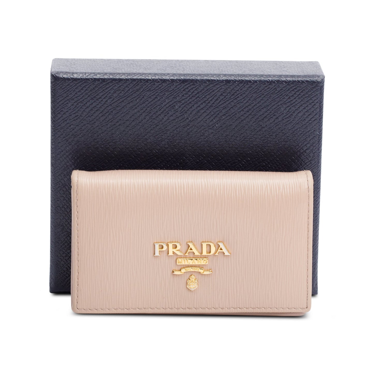 Prada Beige Vitello Move Leather Flap Card Holder
