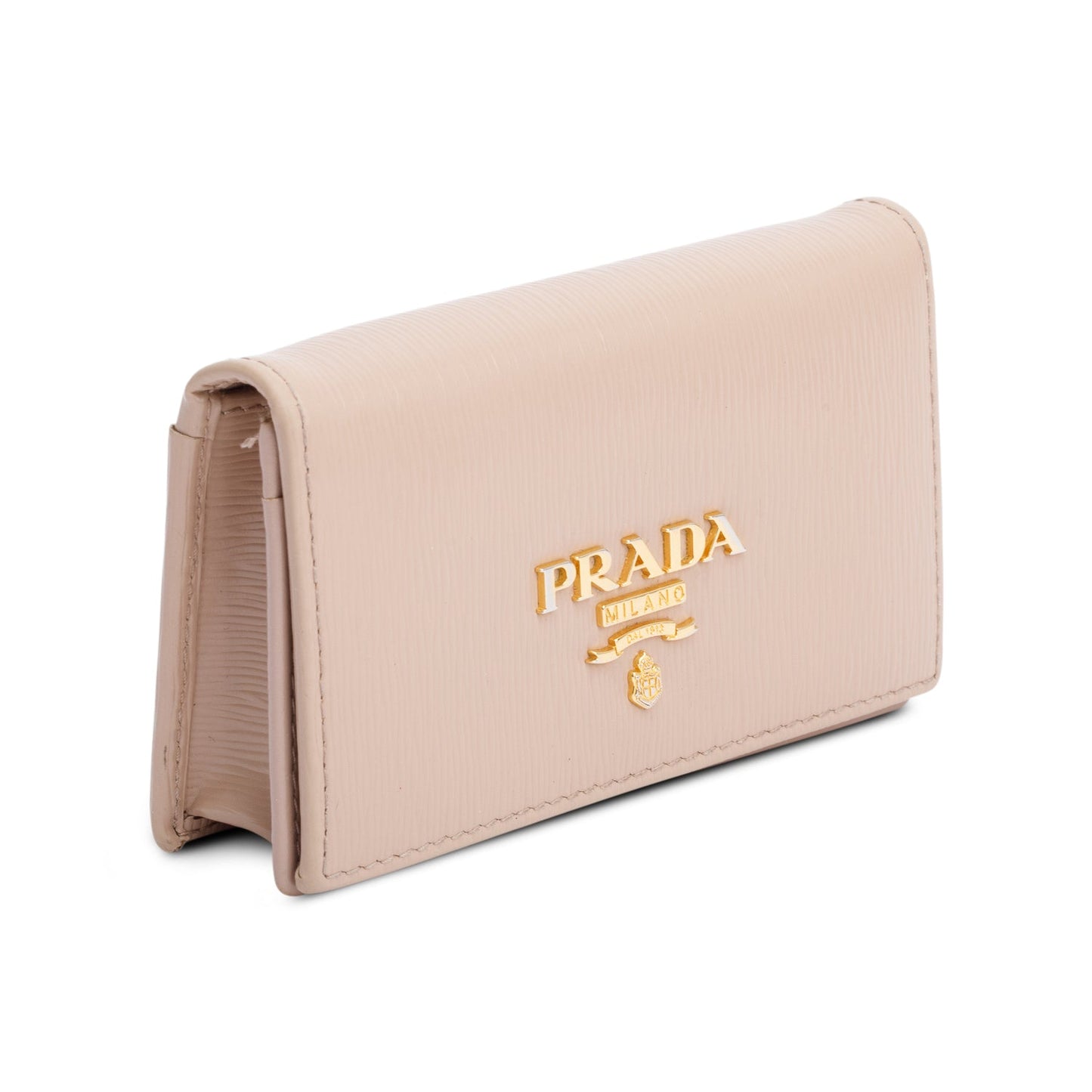 Prada Beige Vitello Move Leather Flap Card Holder