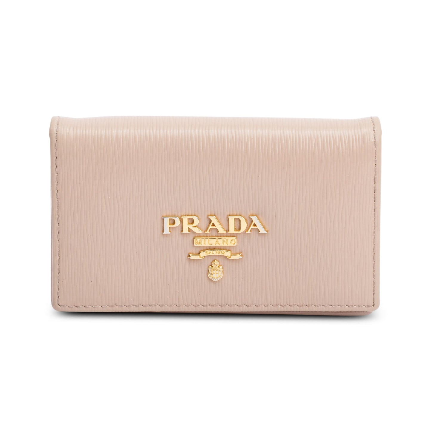 Prada Beige Vitello Move Leather Flap Card Holder