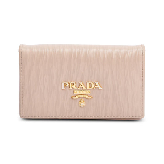 Prada Beige Vitello Move Leather Flap Card Holder