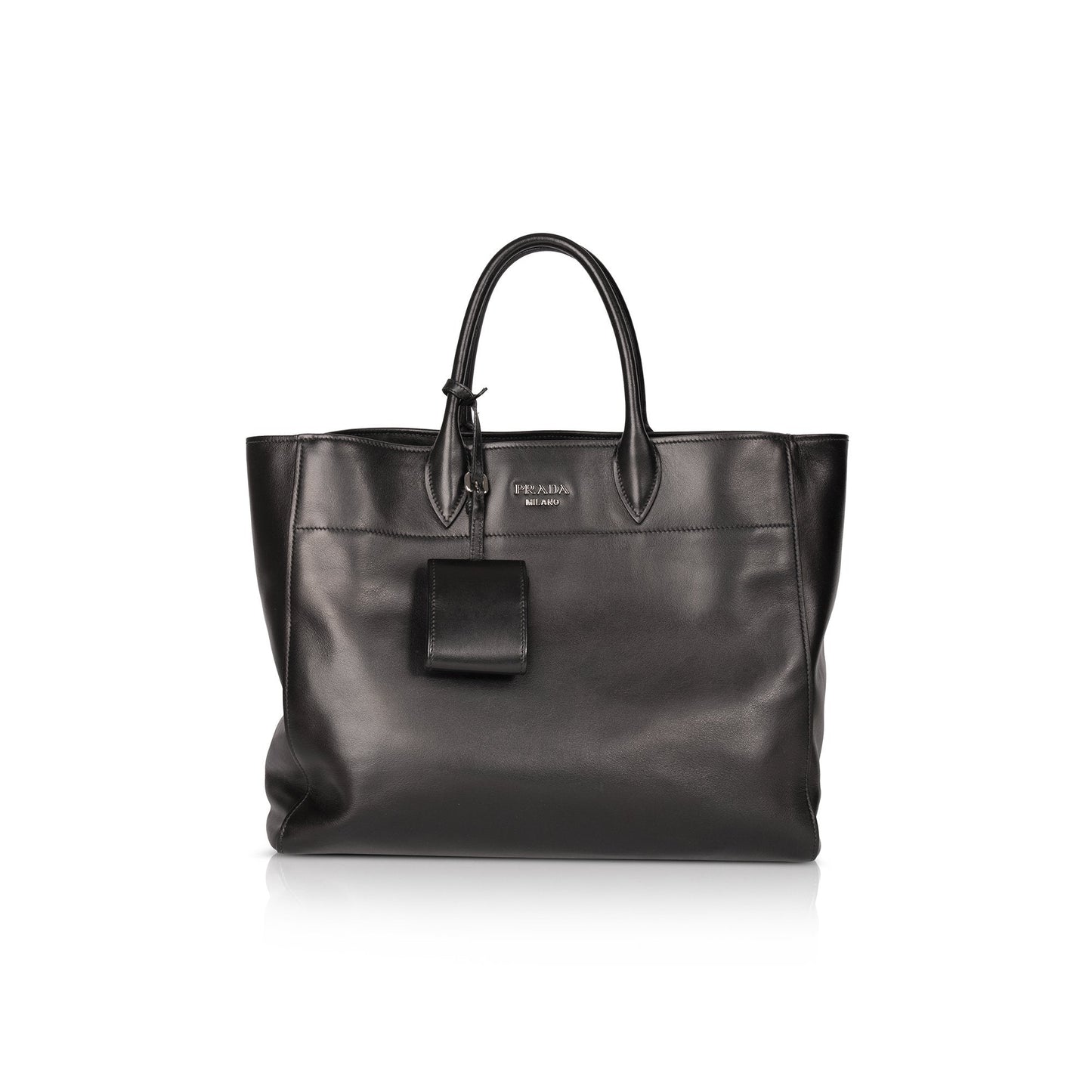 Prada Black City Calf Leather Square Tote Bag