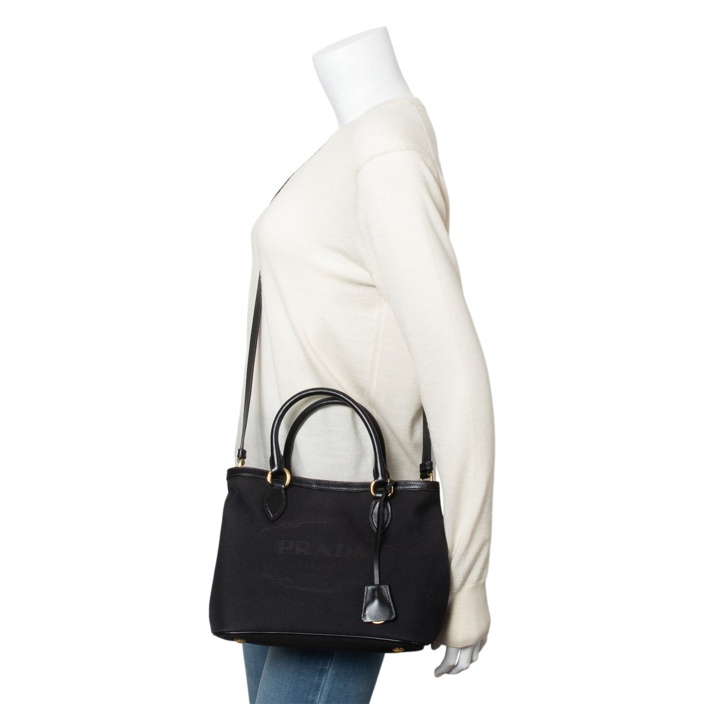 Prada Black Jacquard Logo Tote