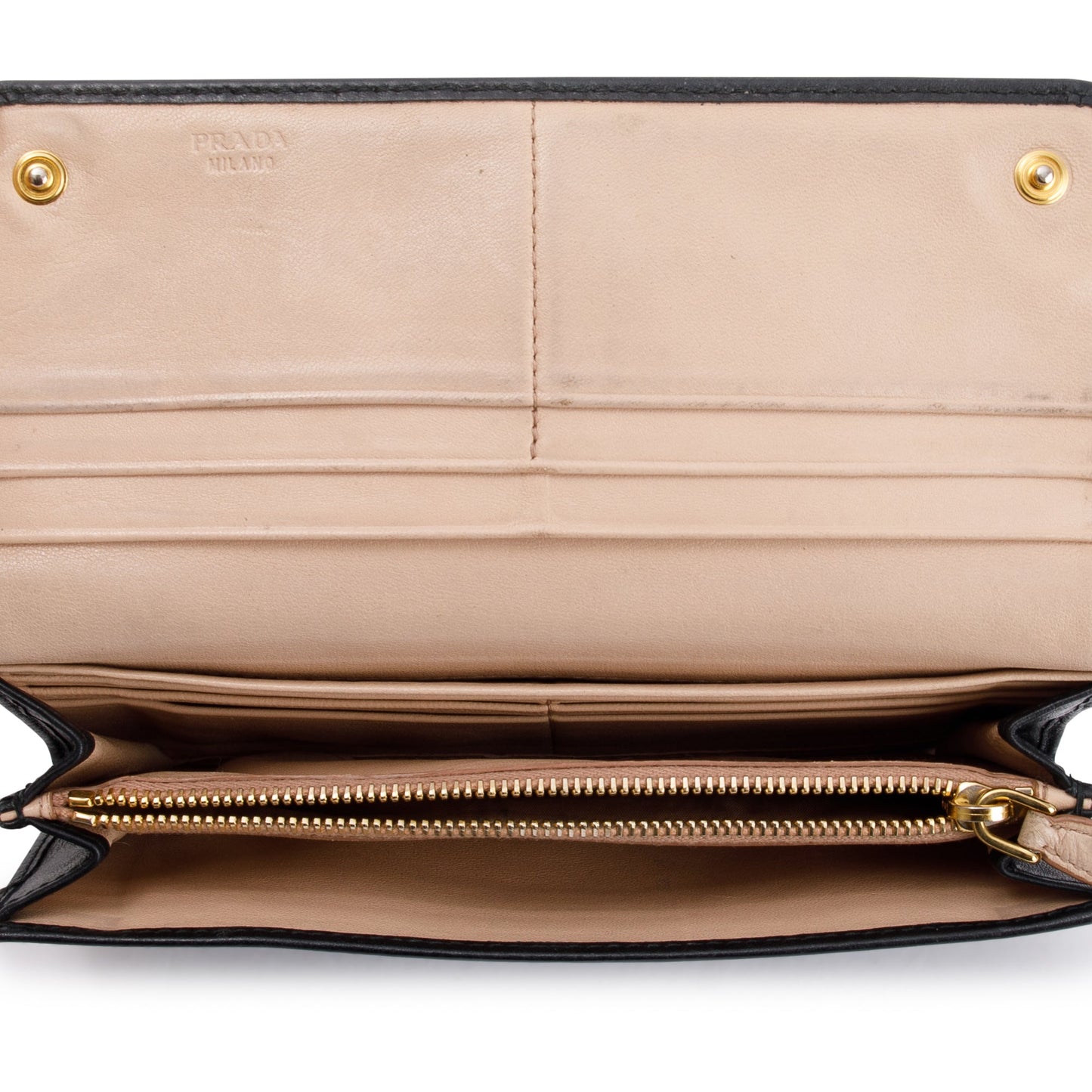 Prada Black Leather Continental Wallet