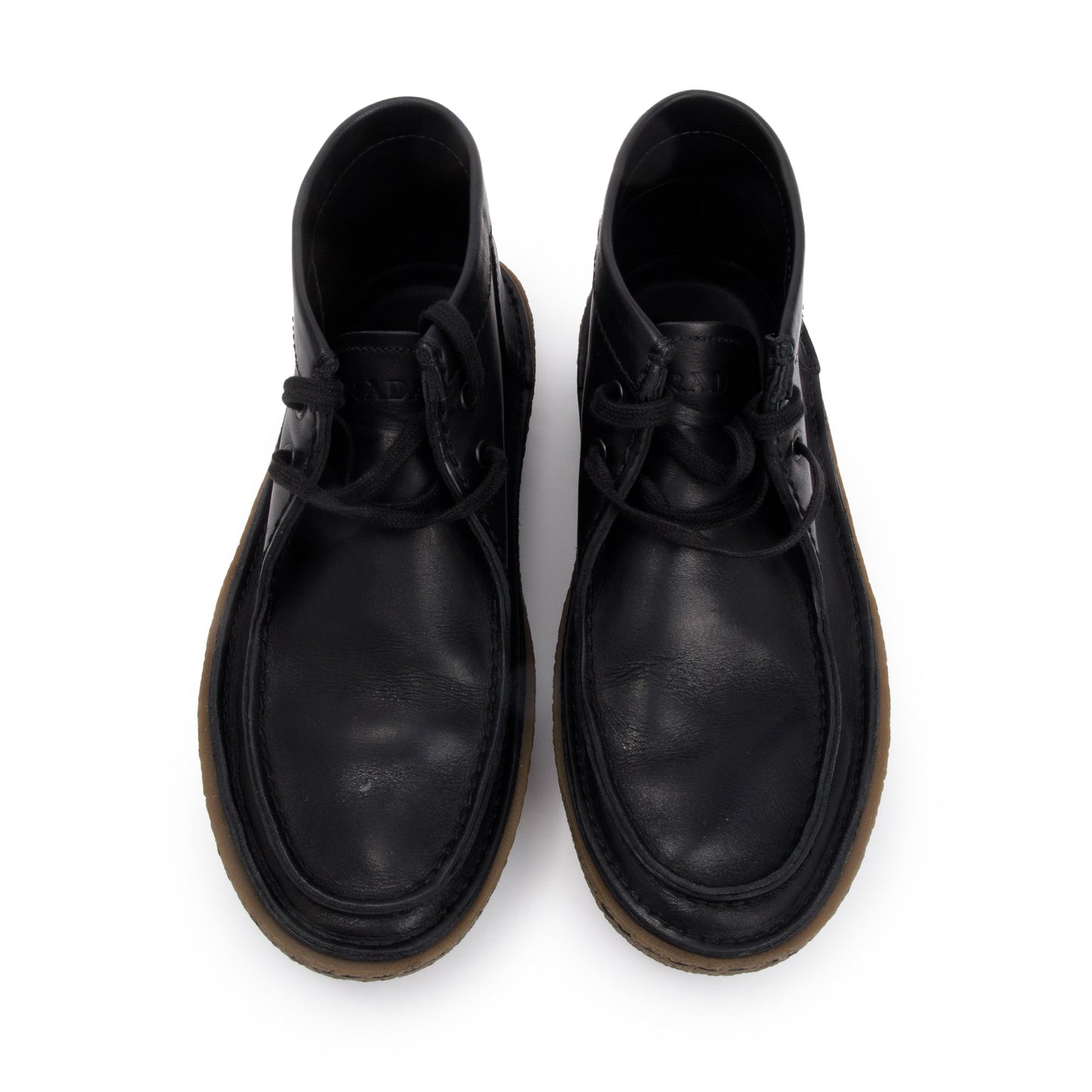 Prada Black Leather Laced Tassel Ankle Boots, Size 6