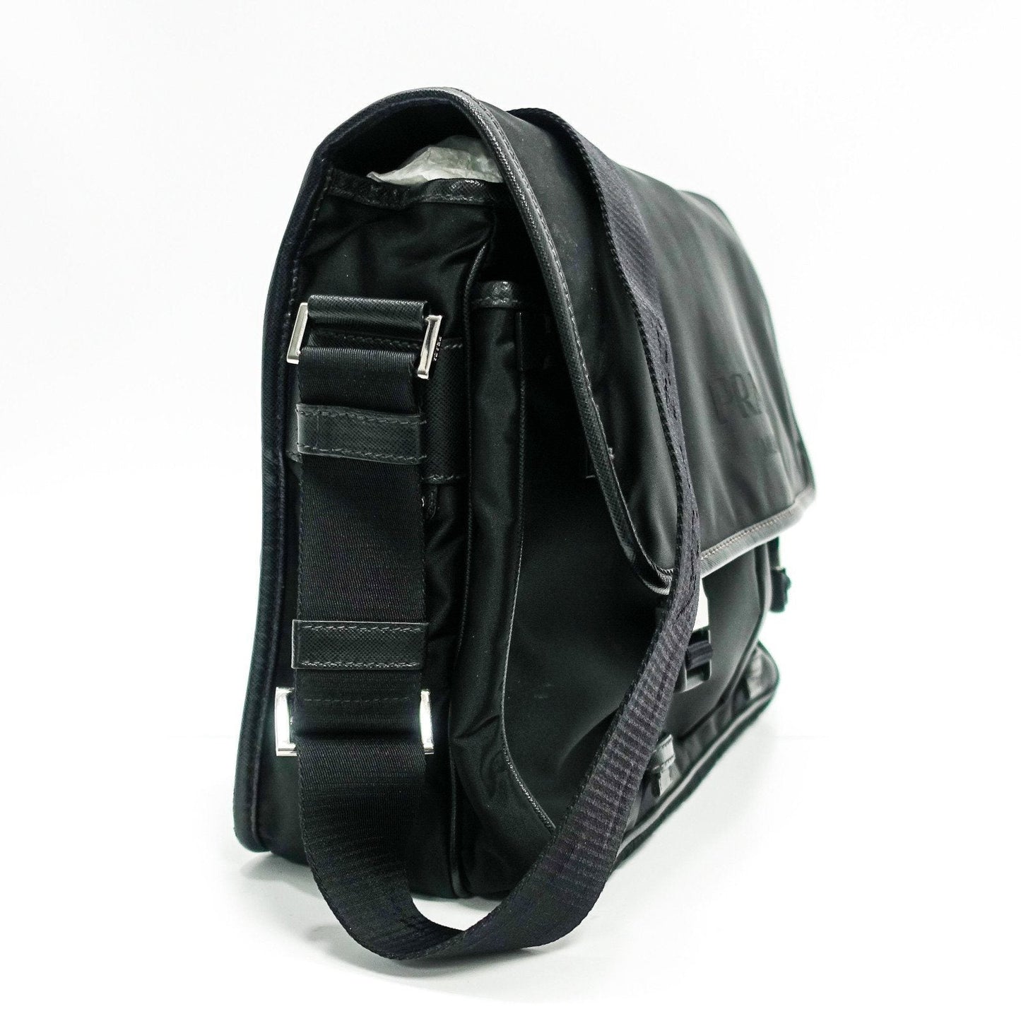 Prada Black Leather Trimmed Shell Messanger