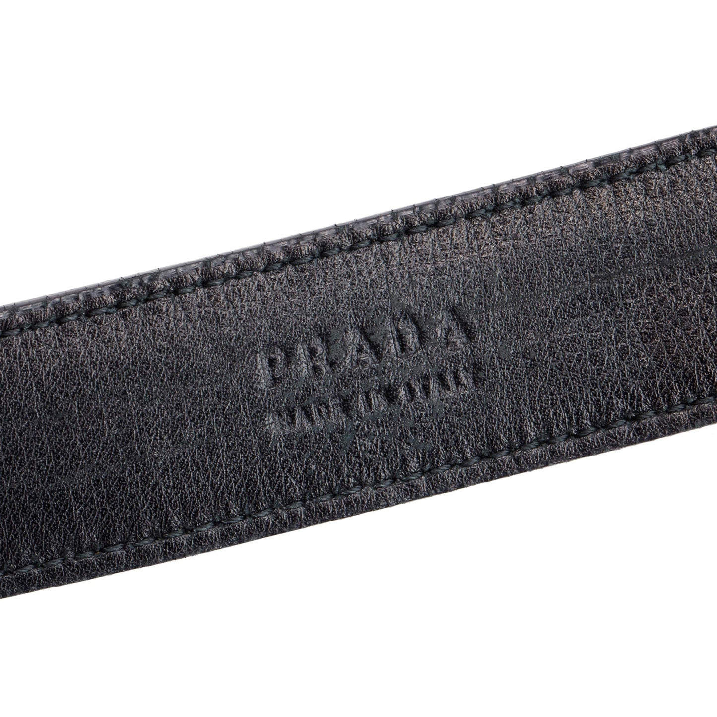 Prada Black Patent Leather Cystal Embellishment Enamel Logo Buckle Belt