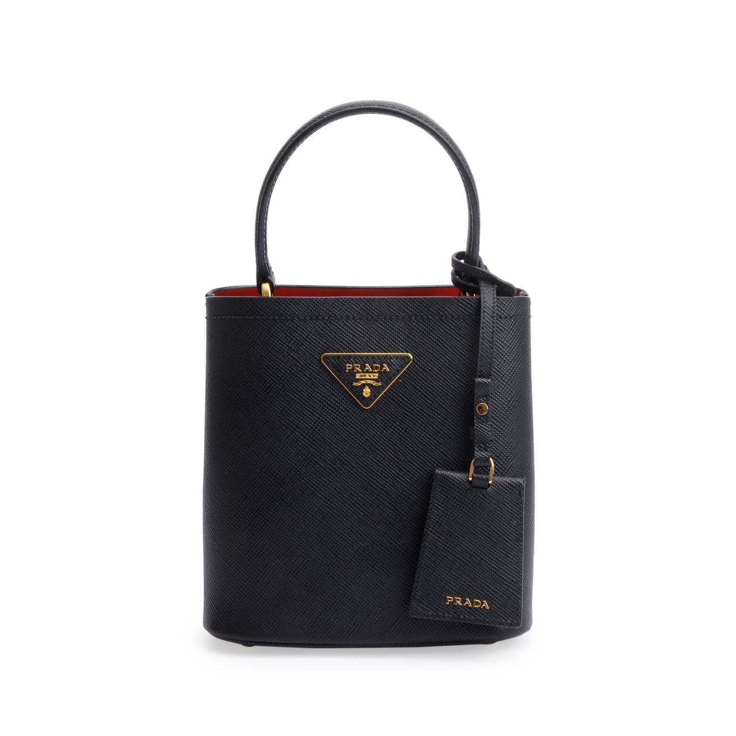 Prada Black Saffiano Cuir Small Panier Bag