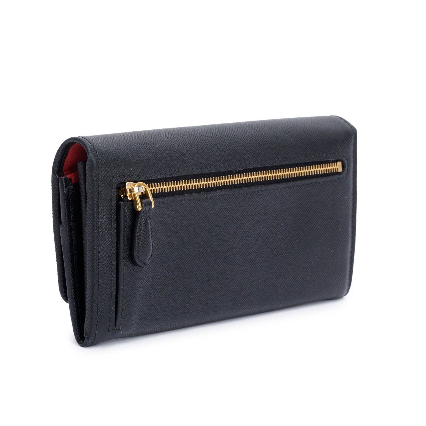 Prada Black Saffiano Leather Continental Wallet