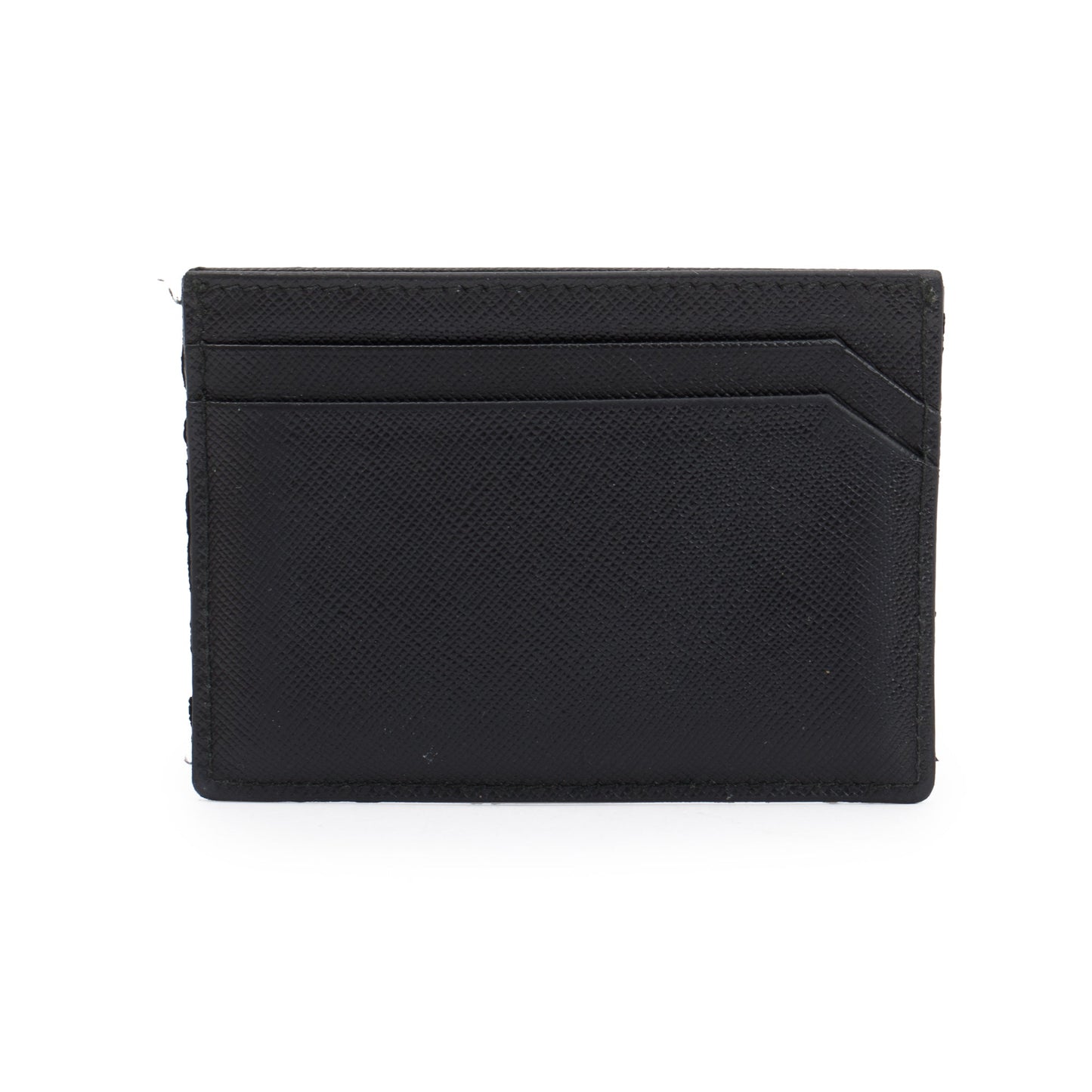 Prada Black Saffiano Leather Logo Card Holder