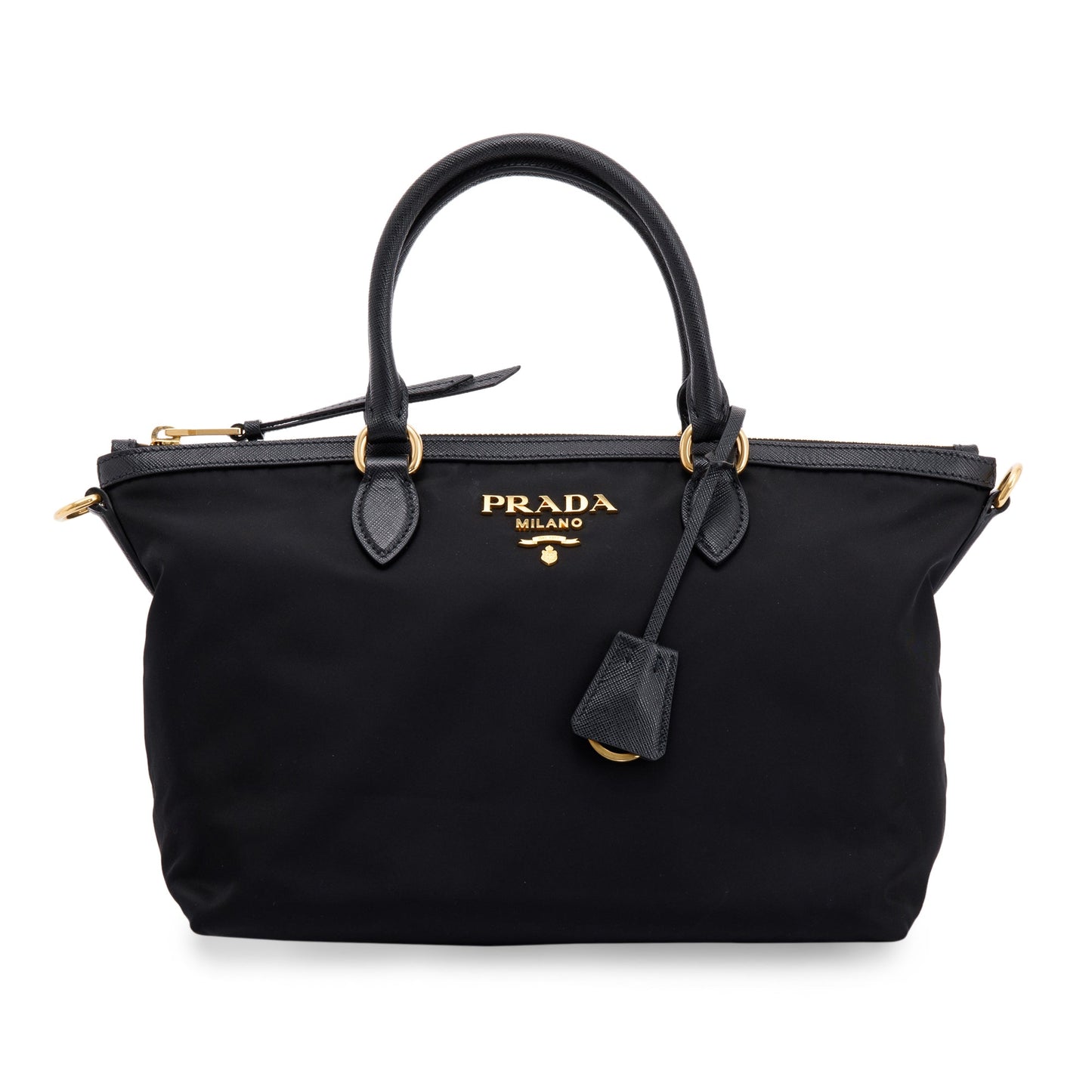 Prada Black Saffiano-Trimmed Tote