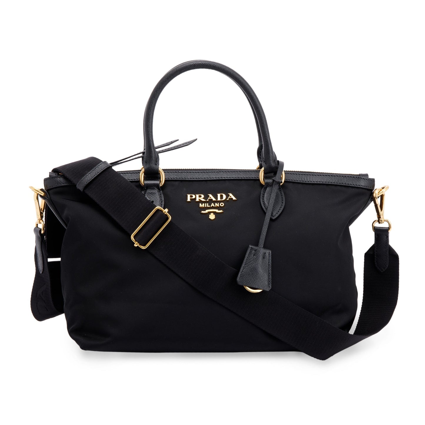Prada Black Saffiano-Trimmed Tote