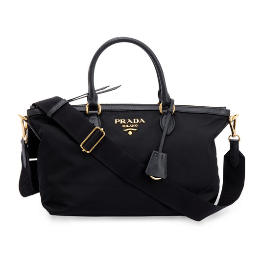 Prada Black Saffiano-Trimmed Tote