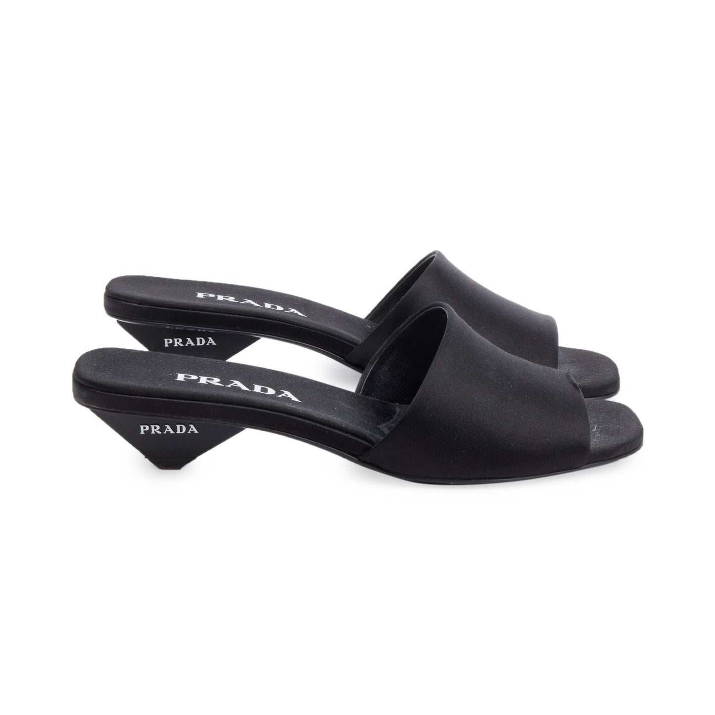 Prada Black Satin Slide Sandals, Size 37.5