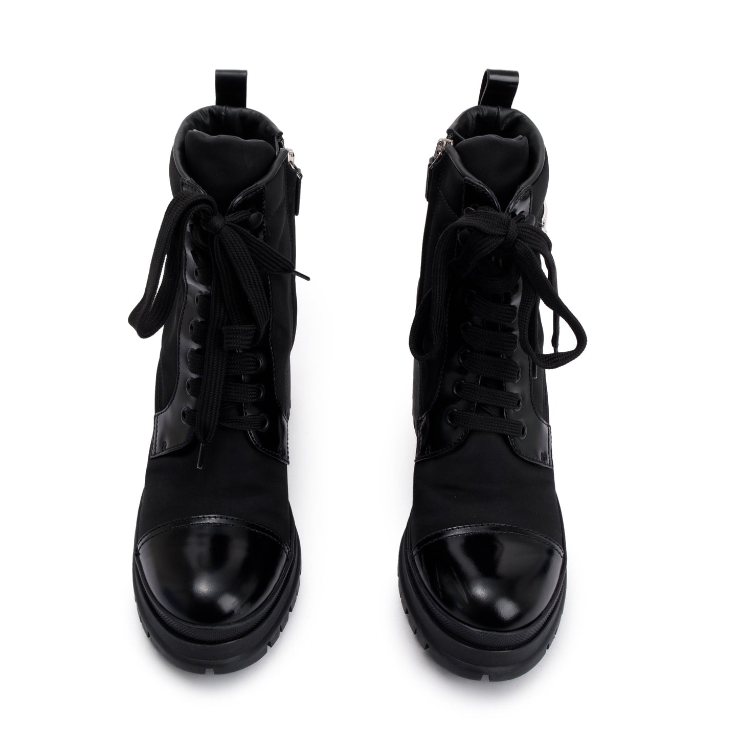 Prada Black Spazzolato Nylon Calzature Donna Boots, Size 37.5