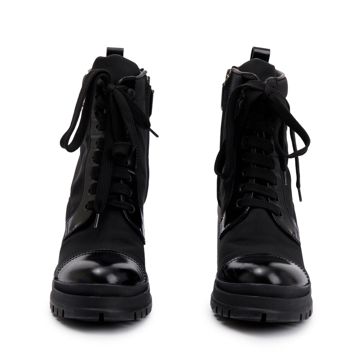 Prada Black Spazzolato Nylon Calzature Donna Boots, Size 37.5