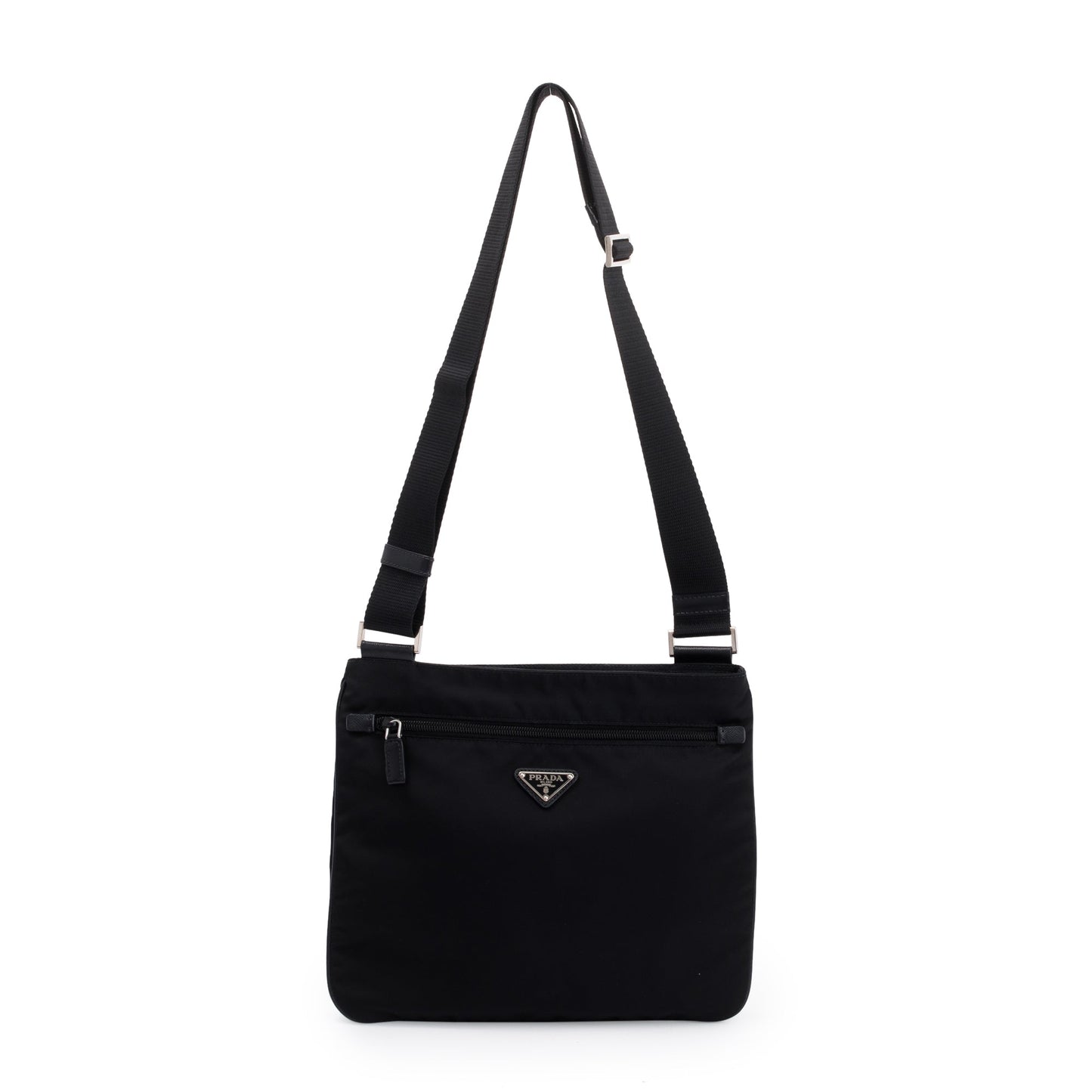 Prada Black Tessuto Nylon Flat Messenger Bag