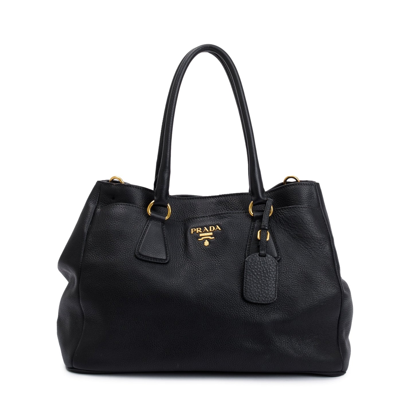 Prada Black Vitello Daino Convertible Tote