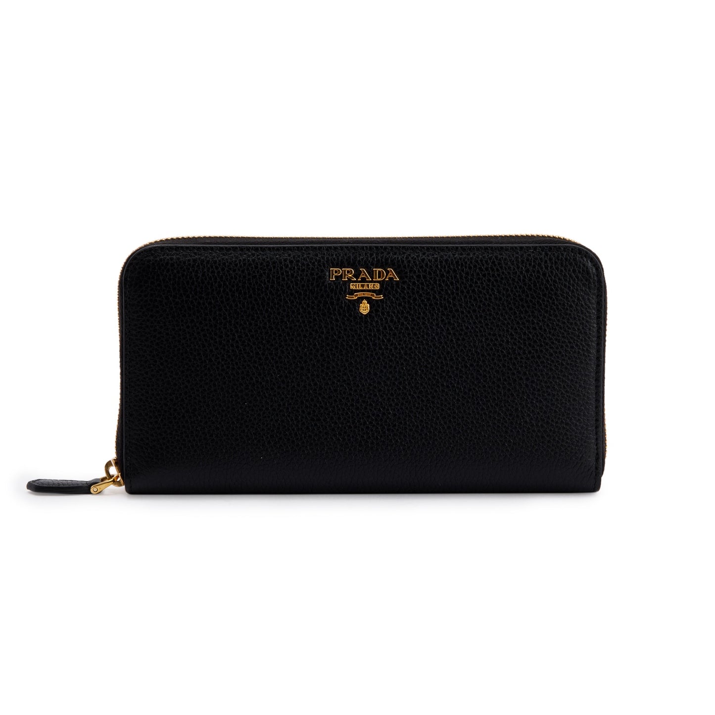 Prada Black Vitello Daino Zip Around Wallet
