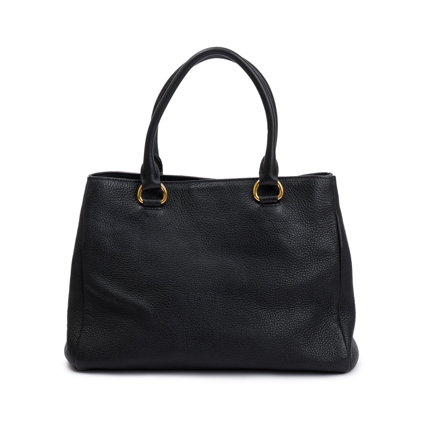 Prada Black Vitello Phenix Leather Pocket Tote