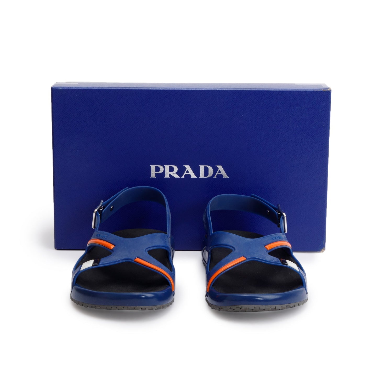 Prada Blue Rubber Sling Back Sandals, Size 6