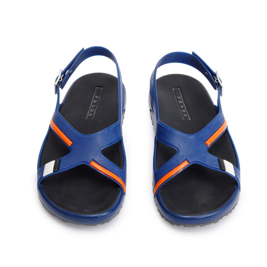 Prada Blue Rubber Sling Back Sandals, Size 6