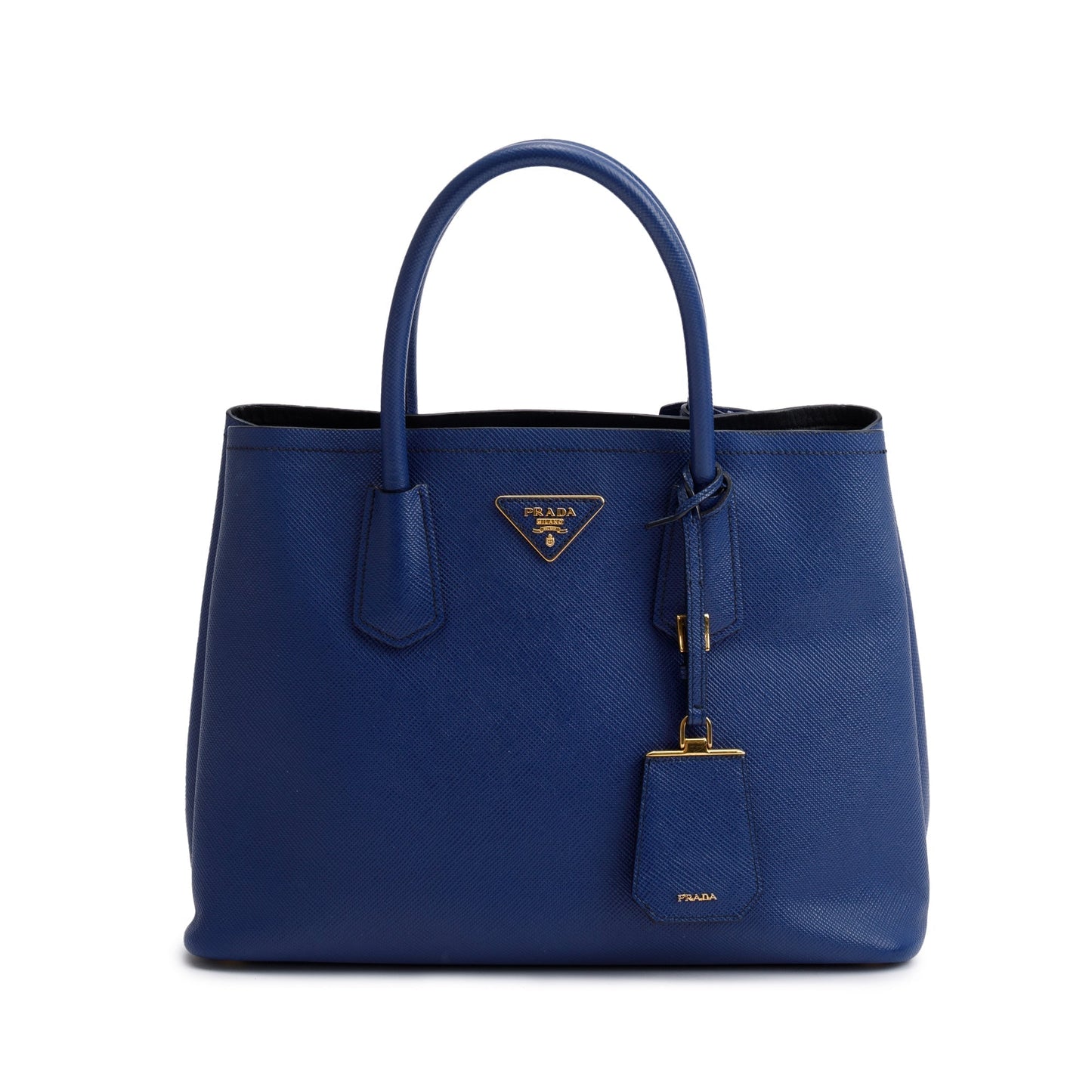Prada Blue Saffiano Lux Medium Cuir Double Tote