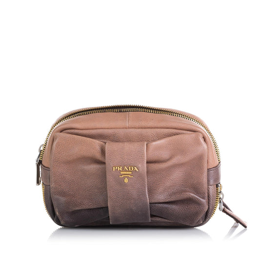 Prada Bow Leather Clutch Handbag - Ewore Bags