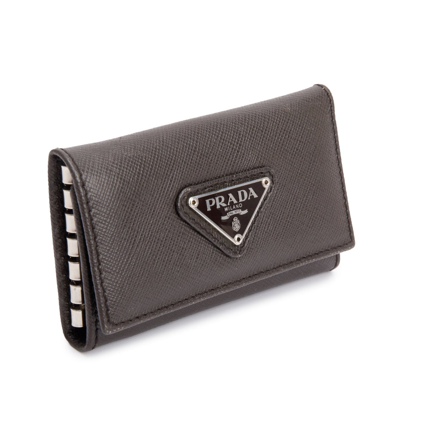 Prada Brown Saffiano Leather 6 Key Holder