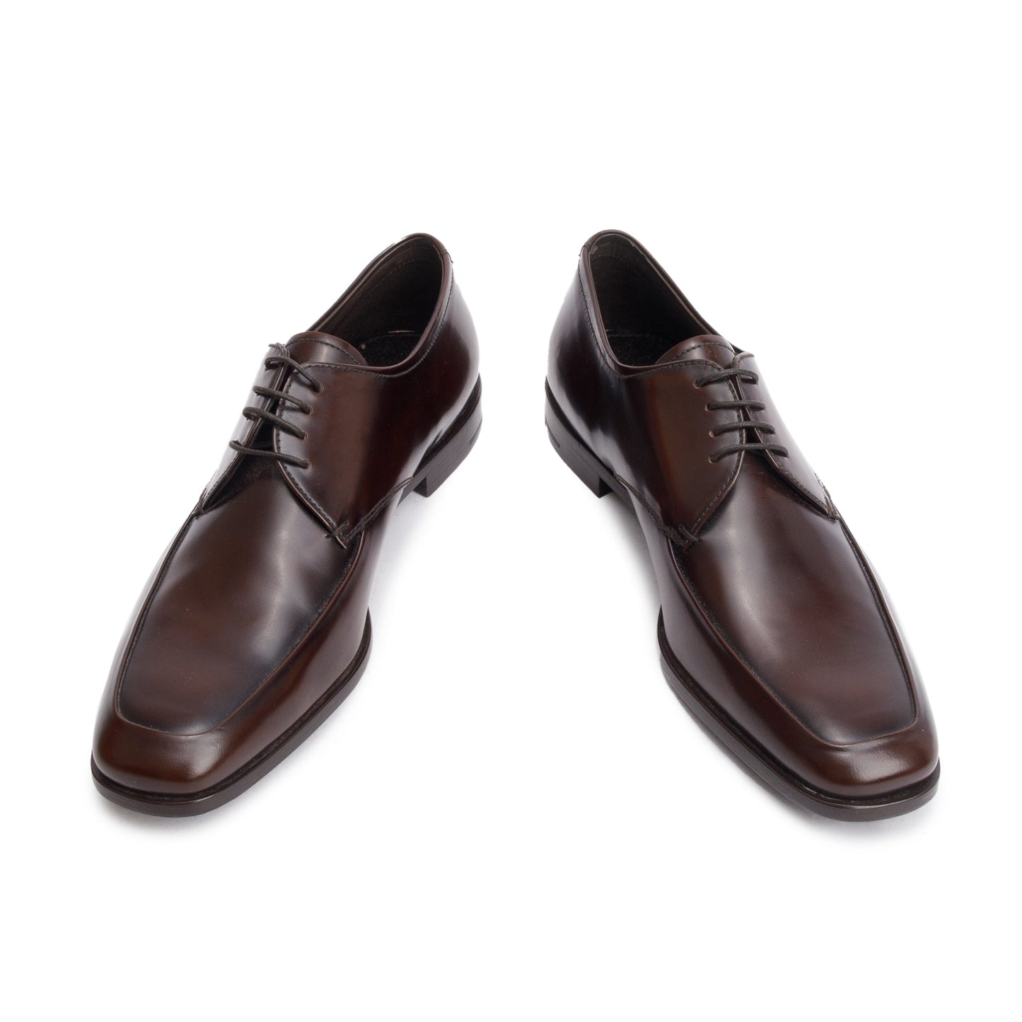 Prada Brown Spazzolato Leather Laced Oxford Men's Shoes, Size 6