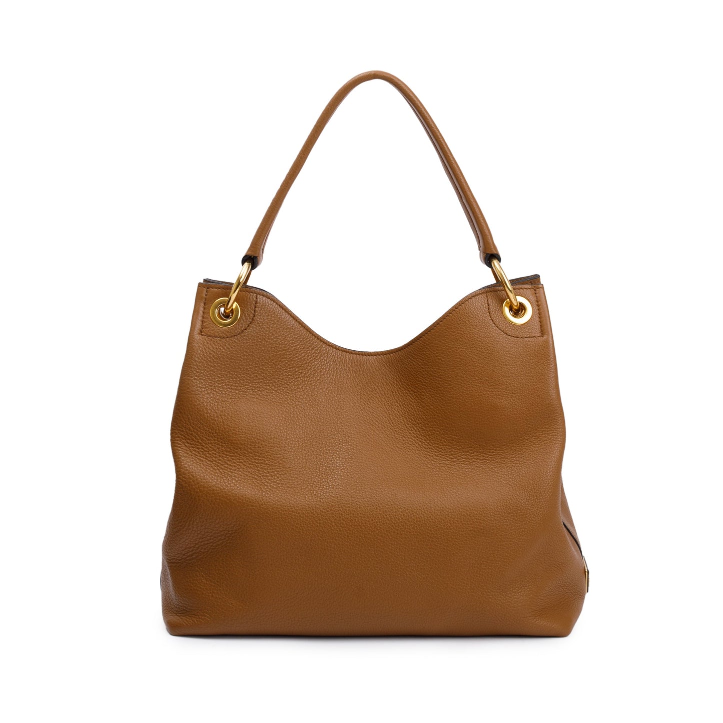 Prada Brown Vitello Daino Medium Logo Hobo Bag