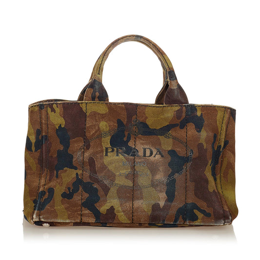 Prada Canapa Logo Camouflage Canvas Satchel Style 2 - Ewore Bags