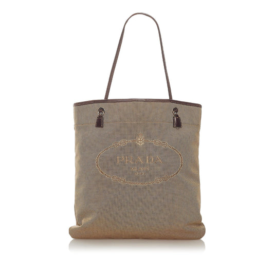 Prada Canapa Logo Canvas Tote Bag Style 12 - Ewore Bags