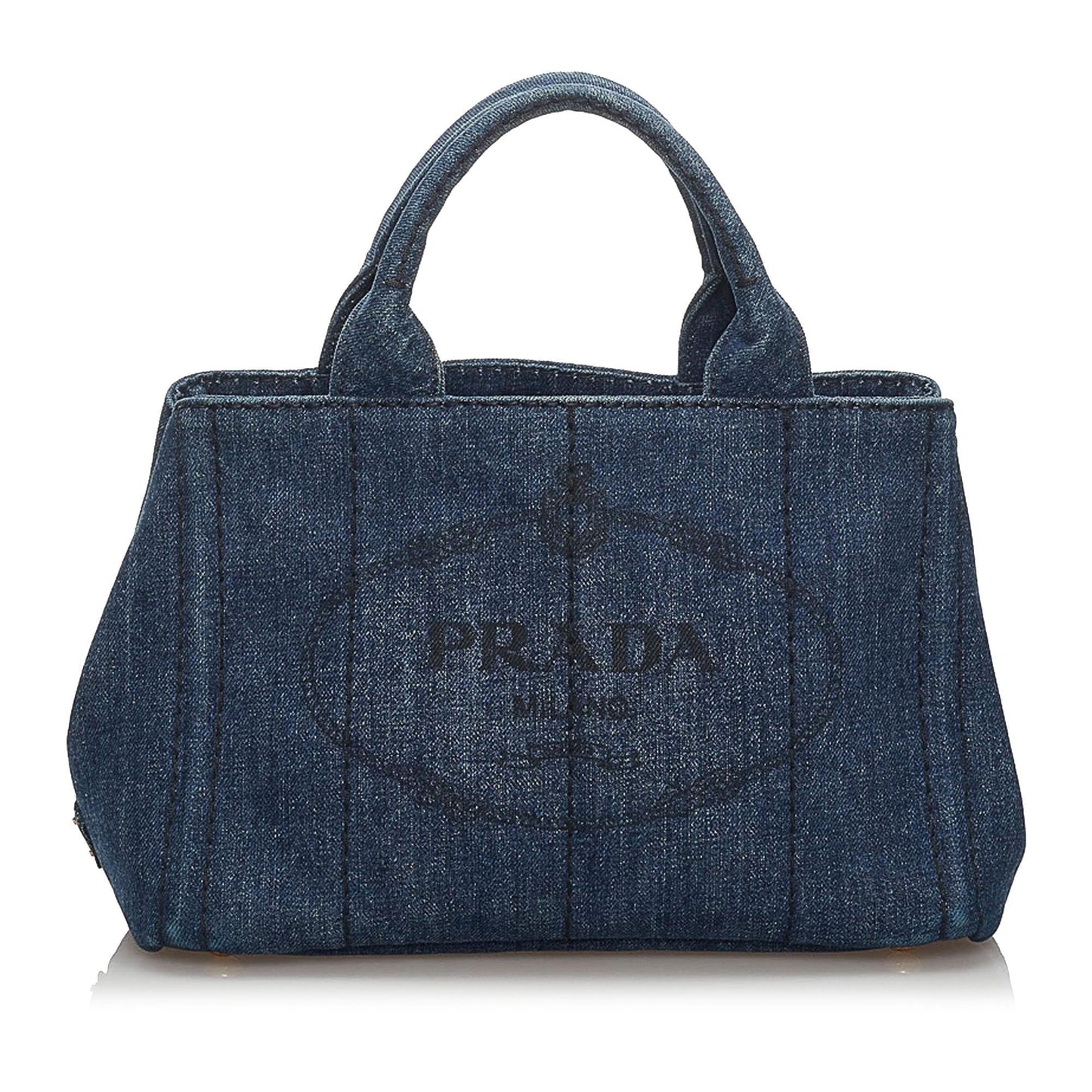 Prada Canapa Logo Denim Handbag (SHG-33957)