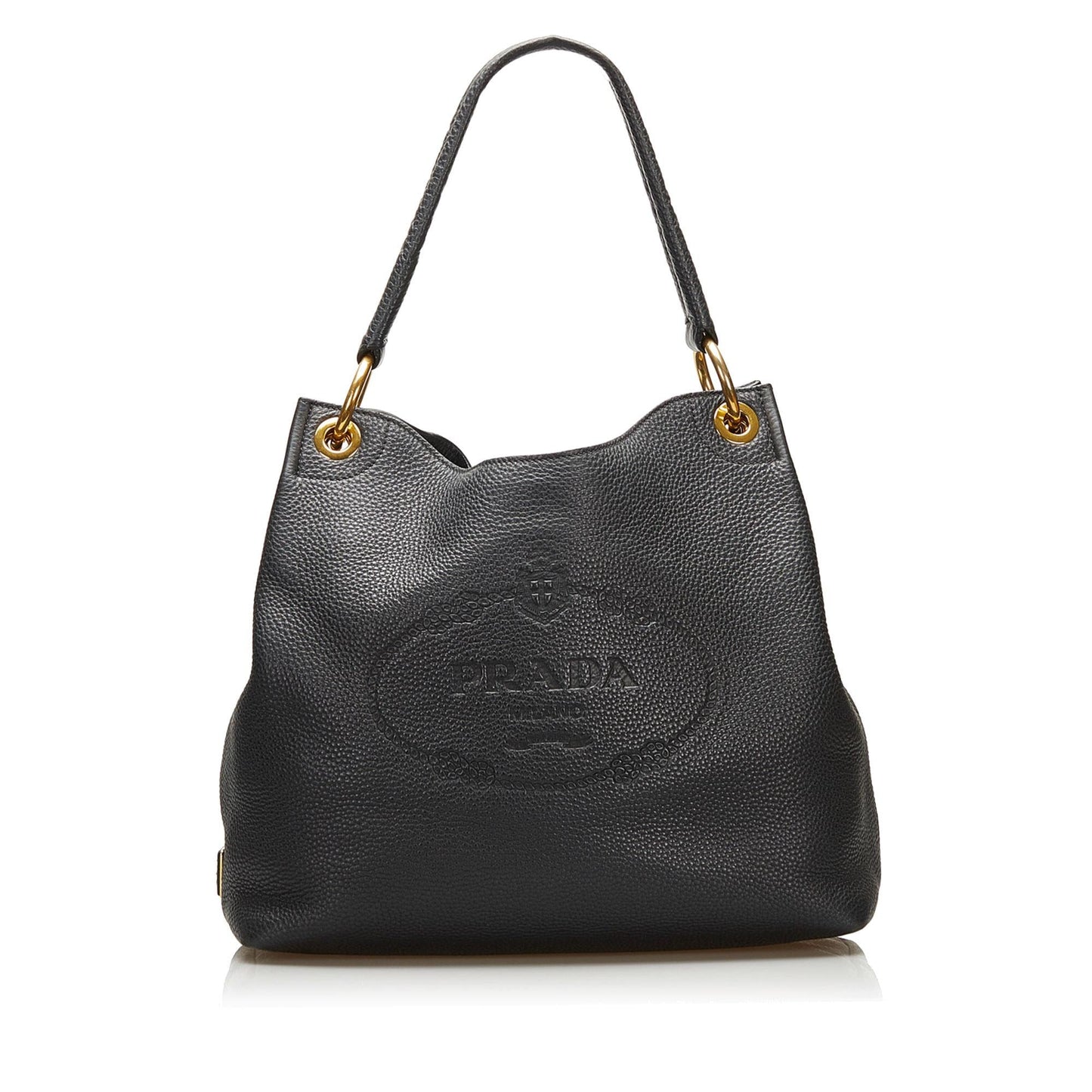 Prada Canapa Logo Vitello Phenix Shoulder Bag (SHG-35361)