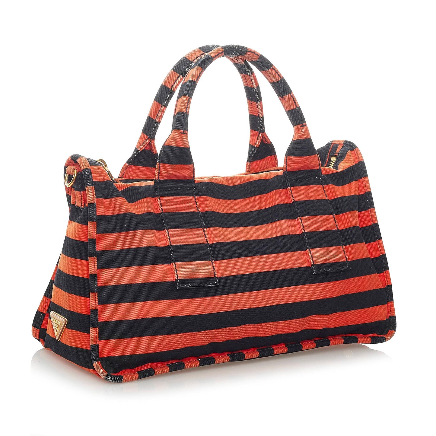 Prada Canapa Righe Canvas Satchel (SHG-4r4pXn)