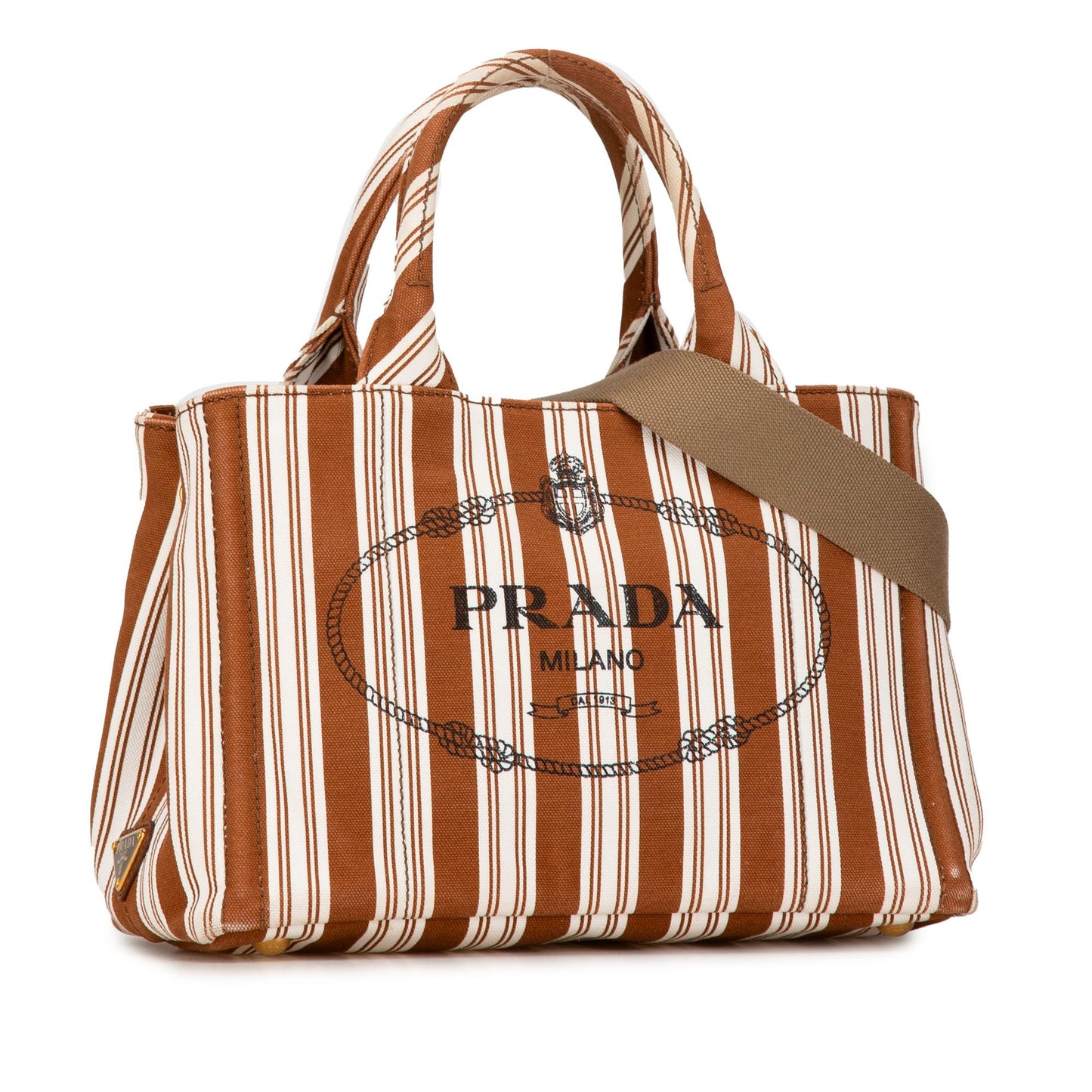 Prada Canapa Righe Logo Satchel (SHG-CSkoMx)