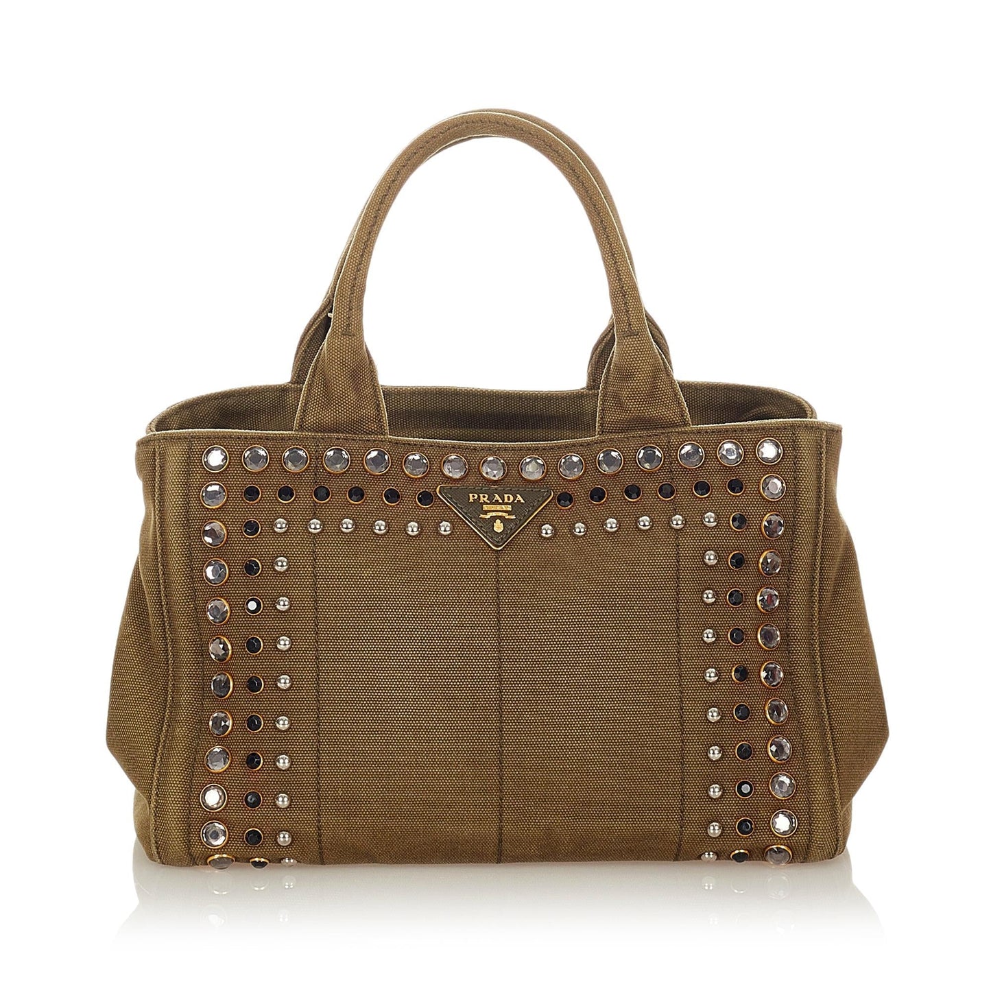 Prada Canapa Studded Canvas Satchel (SHG-31744)