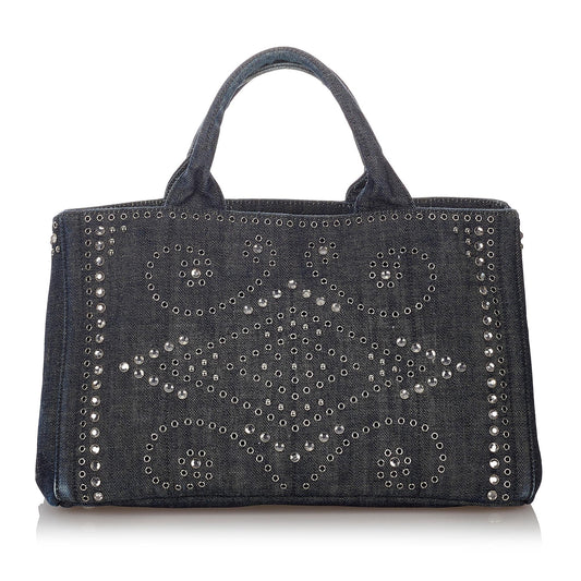 Prada Canapa Studded Tote Handbag - Ewore Bags
