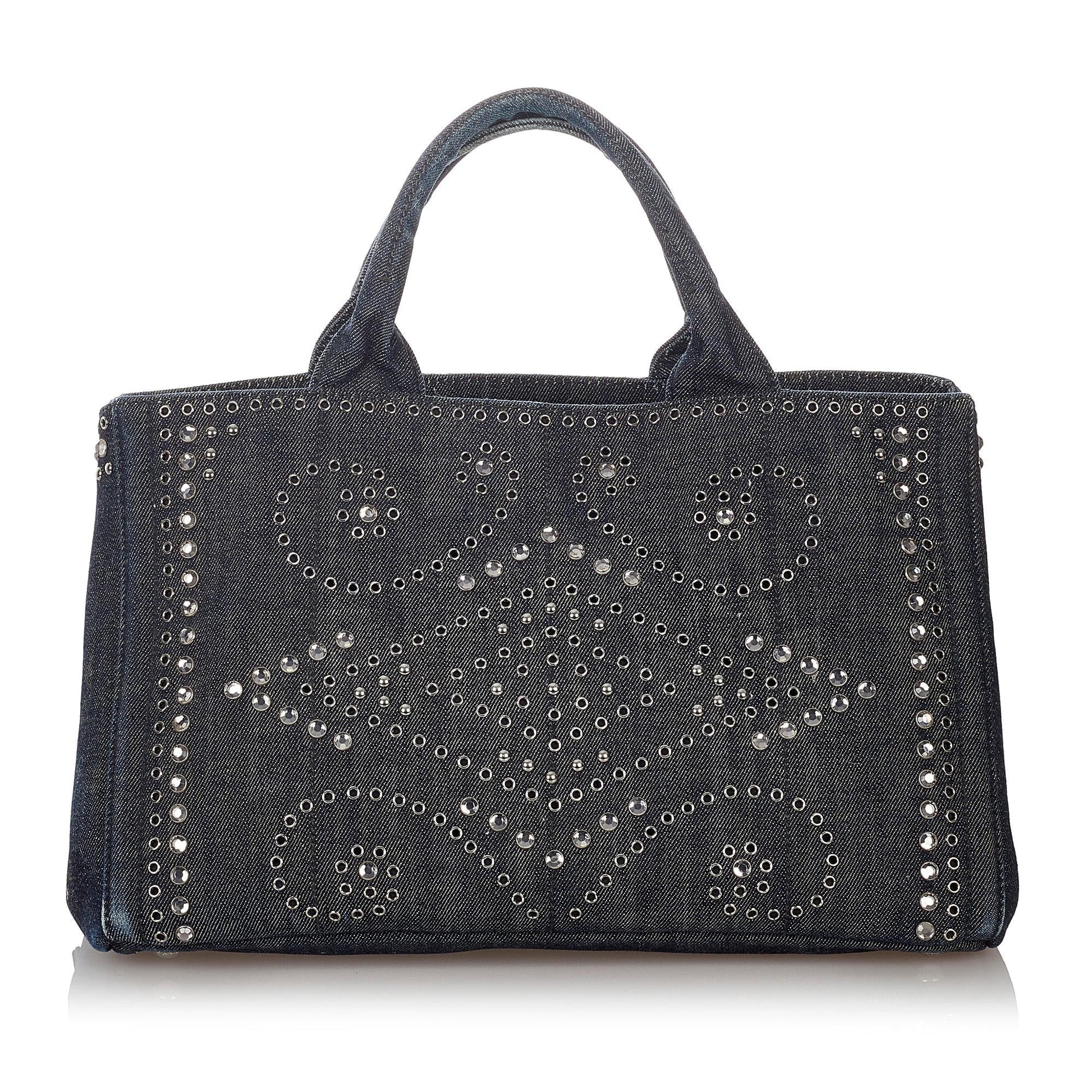 Prada Canapa Studded Tote Handbag - Ewore Bags